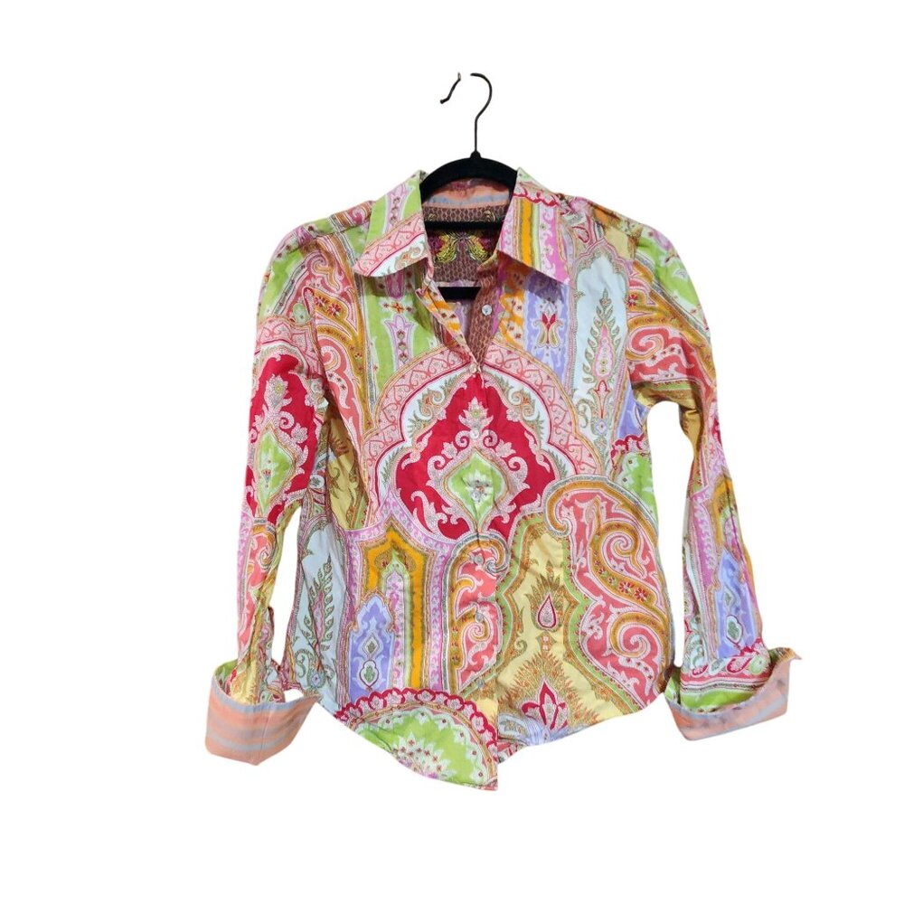 Robert Graham Womens Paisley Button-Up Shirt S Multicolor
